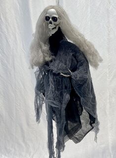Skeleton Shroud Hanging Small #2 Grey Hair (H: 0.8m)