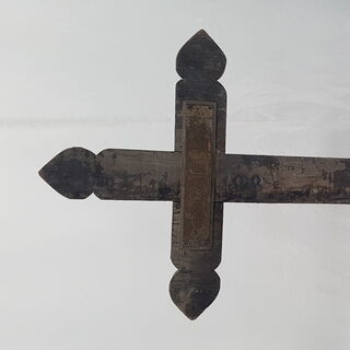 Gravestone Cross N - Wooden w/ Brass Plate (H: 1.02m x W: 0.6m)