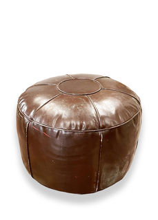 Pouffe Dark Brown Leather (H: 35cn x D: 55cm)