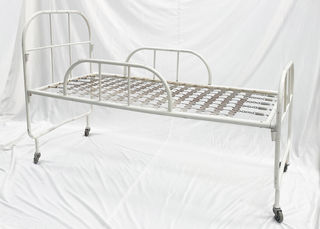 Bed Frame #4 Single Cream w/ Sides + Wheels (H: 1.2m x L: 1.8m x W: 0.9m)