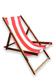 Deck Chair Red and White Striped (folding)