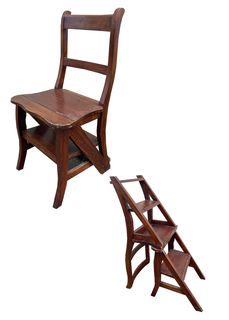 Folding Kitchen Chair / Step Ladder (Chair H: 89cm W: 44cm D: 37cm - Ladder H: 88cm W:37cm D:61cm)