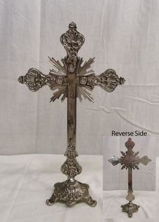 Cross/Crucifix Standing Metal Engraved (H: 34cm x W: 20cm)