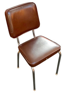 Brown Vinyl Retro Chair (H:82cm x W: 40cm x D: 50cm)