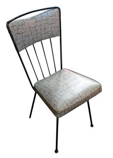 Grey Vinyl Retro Chair w/ Curved Cross Pattern (H:86cm x W: 40cm x D: 46cm)