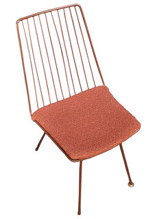 Steel Retro Chair w/ Attached Brown Cushion (H:83cm x W: 42cm x D: 52cm)