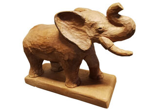 Wooden Elephant Statue (H: 23cm x L: 25cm x W: 10cm)