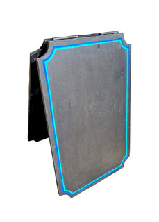 Sandwich Board Black w/ Blue Border (H: 72cm x L: 45cm x W: 43cm - when open)