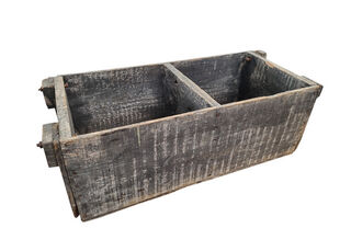 Dark Wooden Crate w/ Partition - No Handles (L: 79cm x W: 34cm x H: 27cm)