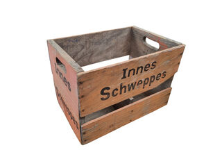 Orange Schweppes Wooden Crate W/ Partition  (L: 41cm x W: 28cm x H: 30cm)