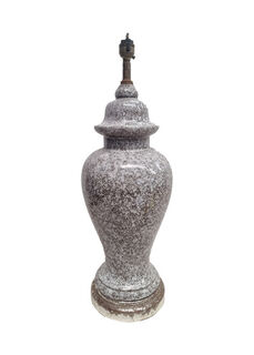 Grey Stone Table Lamp w/ Shade #7 (H: 55cm x Base Dia: 16cm) - Not Working