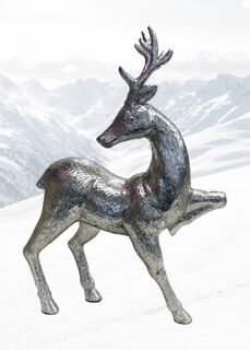 Reindeer Ornament Silver (H: 47cm x L: 30cm x W: 9cm)
