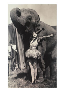 Circus Clown w/ Elephant - Black & White Poster (H: 134cm x W: 83cm)