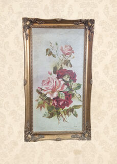 Gold Framed Rose Painting (H: 70cm x W: 39cm)