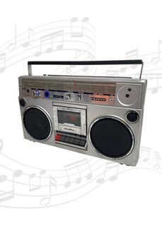 Radio Boom Box #2 Sanyo 80’s Grey (H: 26cm x L: 43.5cm x W: 12cm)