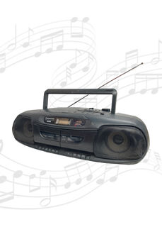 Radio Boom Box #3 Panasonic 90’s Black - Working (H: 18cm x L: 60cm x W: 27cm)