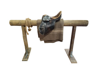 Hitching Post w/ Equestrian Saddle, Rope and Blanket (H: 1m x W: 1.82m)