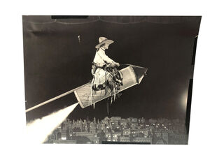 Cowgirl On Rocket - Black and White Poster (H: 82cm x W: 106cm)