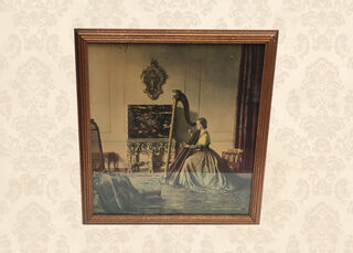 Lady Playing Harp Framed (H: 60cm x W: 54cm)