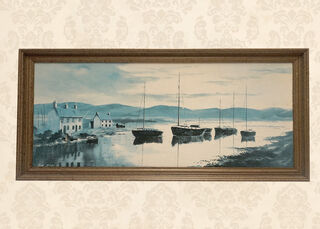 Boating Village Print By John Barber (H: 38cm x W: 82cm)