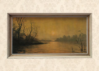 Misty Sunset By Keith English w/ Frame (H: 44cm x W: 82cm)