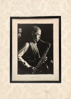 Dexter Gordon Saxophone Player - Black & White Framed Poster (H: 69cm x W: 47cm)