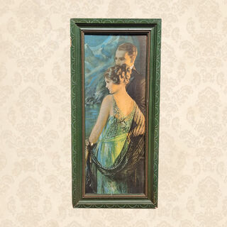 Art Deco / Gatsby Couple In Green Frame (H: 52cm x W: 24cm)