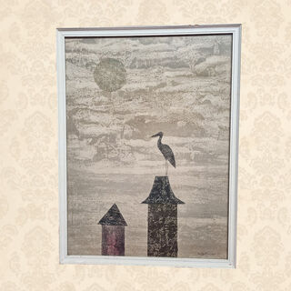 Japanese Bird Print Framed By Keiko Minami (H: 65cm x W: 49cm)