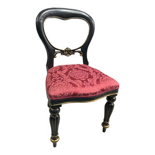 Dining Chair #9 Victorian Balloon Back Black & Gold (H: 90cm x W: 46cm x D: 41cm)