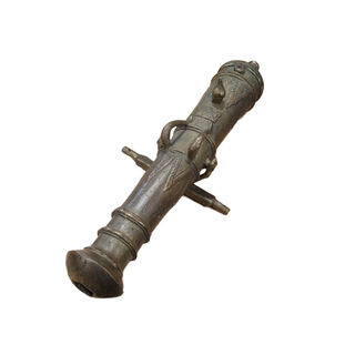 Decorative Small Brass Cannon ( L: 32cm x W: 11cm x H: 6cm)