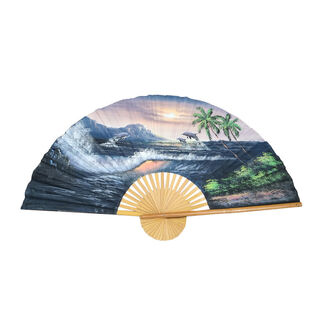 Fan W/ Painted Dolphins - (When Open H: 0.9m x W: 1.52m)