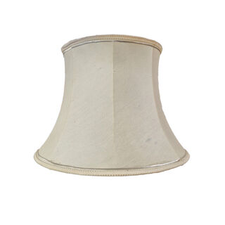 Standing Lamp Shade #13 - Bell Shape Tan w/ Silver Trim (H: 31cm x Top: 31cm x Bottom: 46cm)
