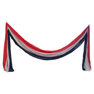 Red, White & Blue Fabric Decor w/ Loops (H: 1.75m x L: 3.7m  x W: 0.36m. Overall Fabric L: 7.2m)