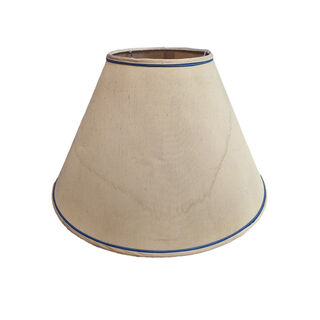 Standing Lamp Shade #18 - Classic Empire Shape Yellow Beige w/ Blue Line (H: 30cm x Top: 20cm x Bottom: 51cm)