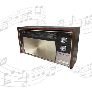 Radio Small #4 Philips 50’s Wood & Silver (H: 17cm x L: 33cm x D: 9cm)