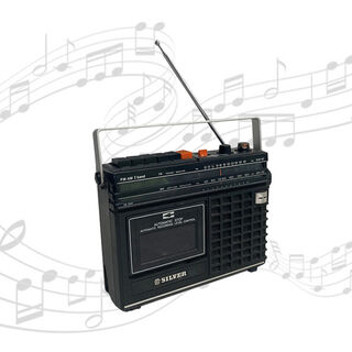 Radio Small #11 “Silver” 80’s Black & Orange (H: 24cm x L: 26cm x D: 7cm)