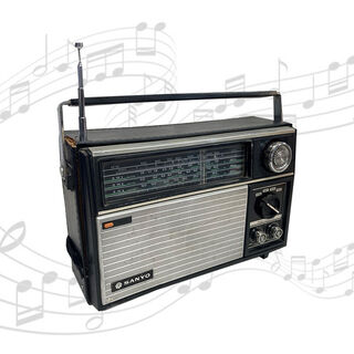 Radio Small #18 Sanyo 80’s Black w/ Leather Backing (H: 24cm x L: 34cm x D: 12cm)