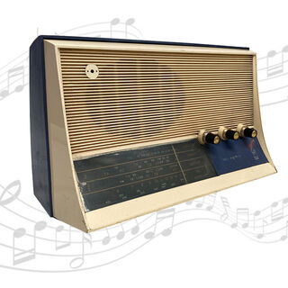 Radio Small #C Cream & Blue Murphy 60's (H: 21cm x L: 33cm x W: 15.5cm)