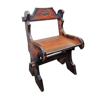 Church Pew Chair - Carved Wooden (H: 86cm x W: 60.5cm X D: 41cm)