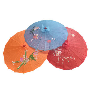 Parasols Small w/ Painted Flowers Assorted (H: 40cm x Dia: 55cm)