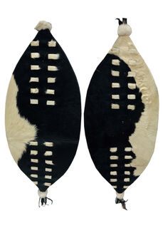 Fur Covered African Style Shield (H: 120cm x H: 44cm x W: 10cm)