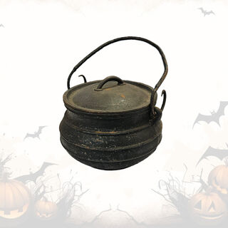Cauldron Small Black Metal w/ Lid (Pot H: 15cm D: 20cm)