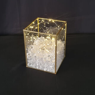 Light Up Gold Square Vase Centrepiece