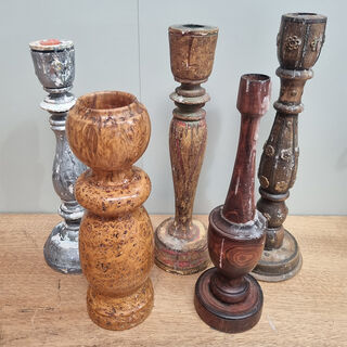 Wooden Candlestick - 1 holder Assorted