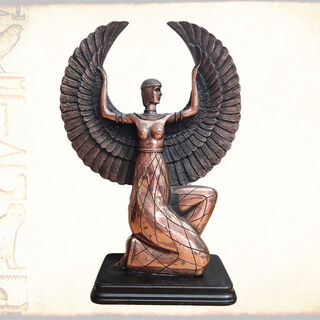 Egyptian Goddess Isis Crouched w/ Wings Ornament  Bronze (H: 31cm x L: 22cm x W: 9cm)