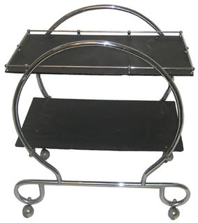 Art Deco Trolley #53 Black & Chrome (H: 87cm W: 74cm D: 48cm)