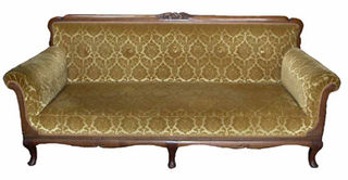 French Velvet Brocade Sofa #8 Gold (H: 0.8m x W: 1.95m x D: 0.74m)