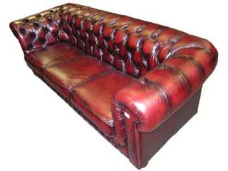 Chesterfield Sofa #3 Red Leather (H: 0.72m x L: 1.93m x D: 0.88m)