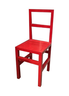 Chair Red Metal (H: 90cm W: 38cm D: 35cm)