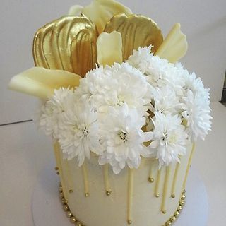 Gold & White Chocolate Drip Cake